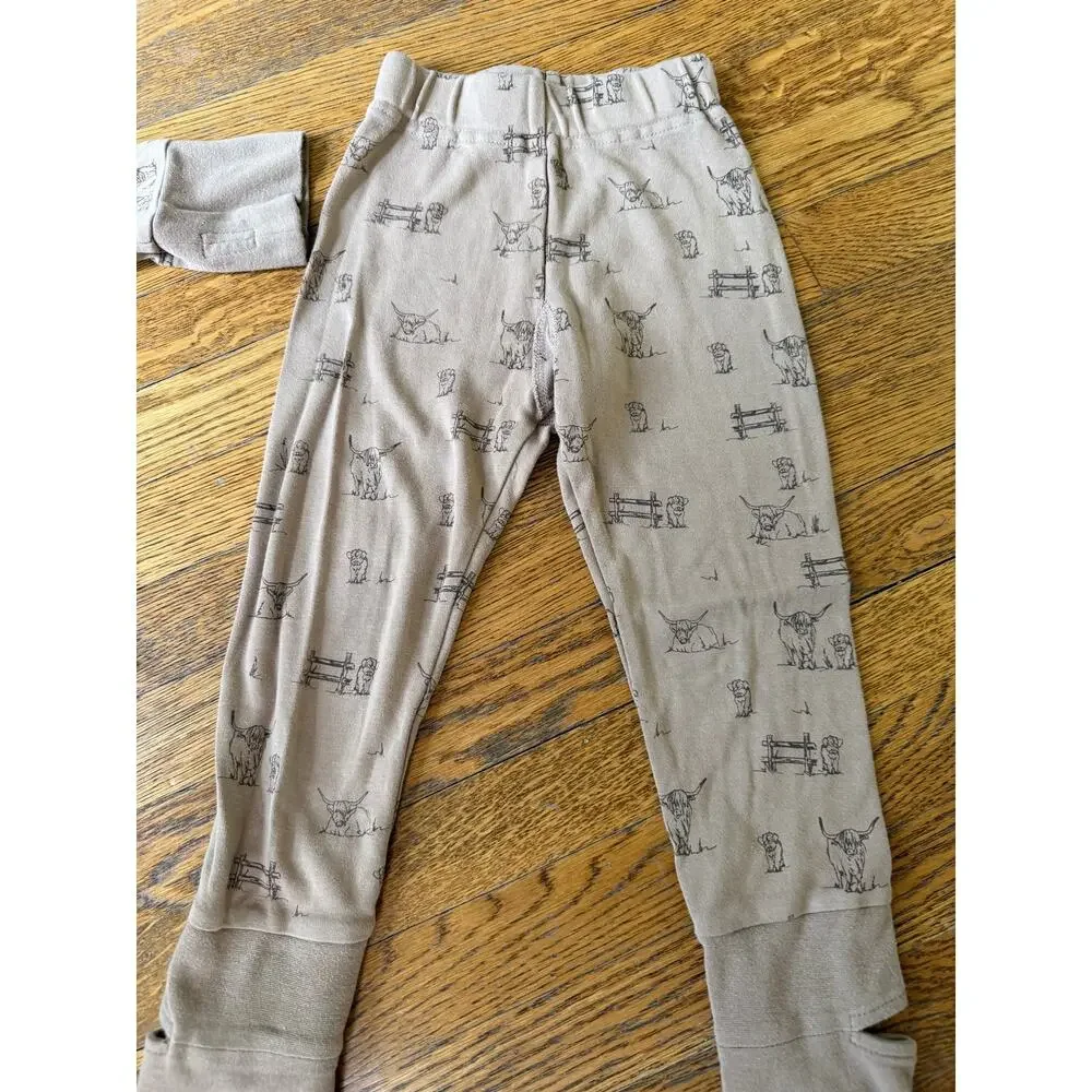 Goumi Kids' Highland Bull Print Top & Pants Set Size 3